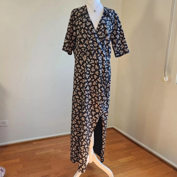 NWT Veronica Beard Women's Black White Mariposa Floral Maxi Ruched Dress XL - Picture 2 of 13